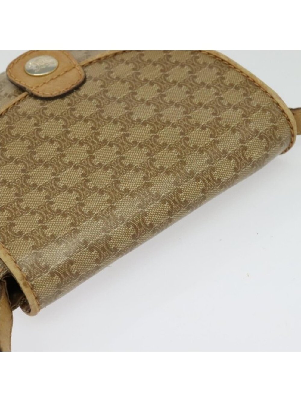 Authentic CELINE Macadam Canvas Shoulder Bag PVC Beige Gold - Picture 13 of 16